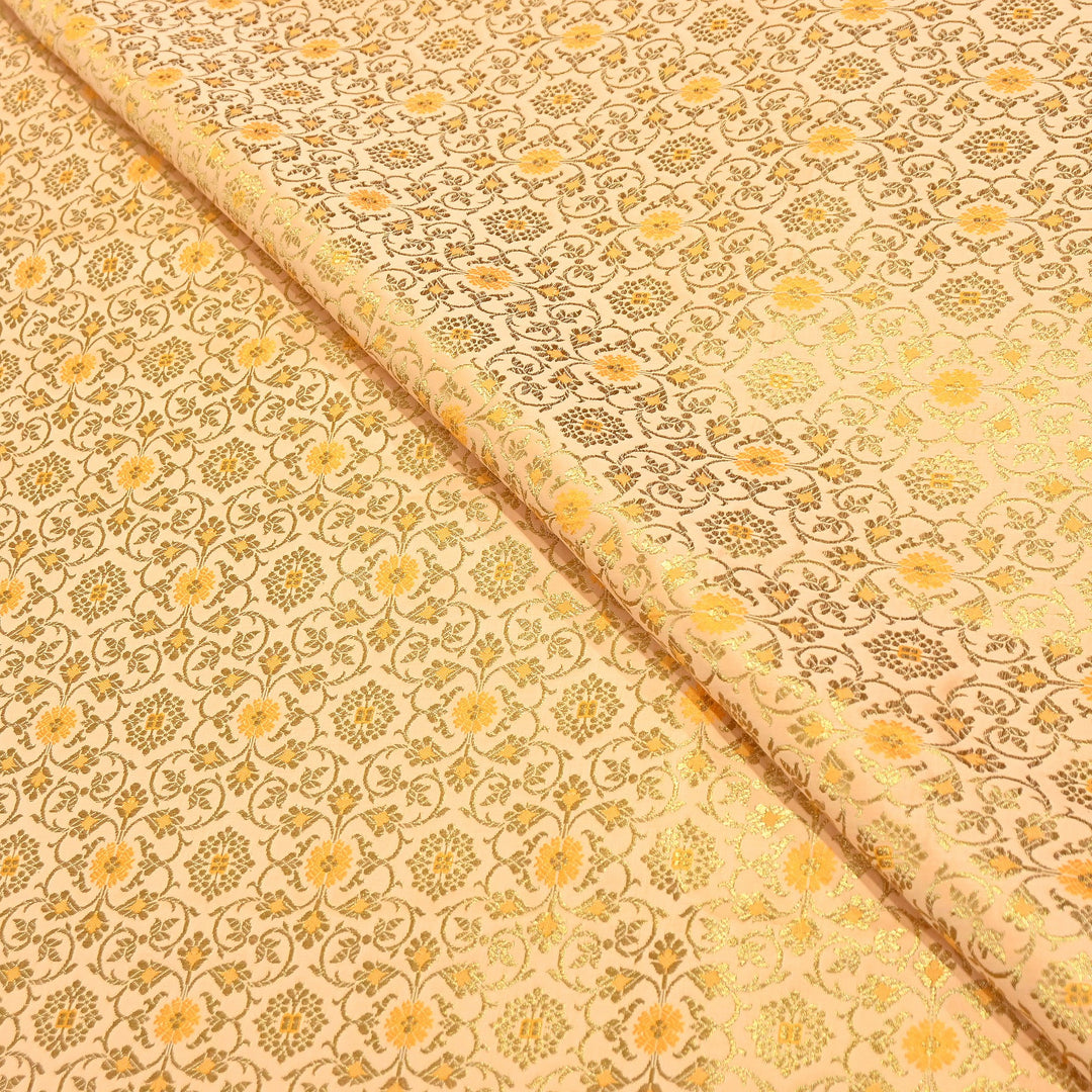 Premium Satin Zari Ideal Brocade Fabric | Luxury Traditional Designer Brocade Fabric | HS0081-4