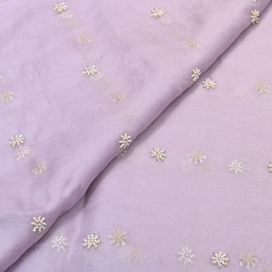 Silk Organza Moti & Sequence Embroidery Designer Fabric- PA2178-3