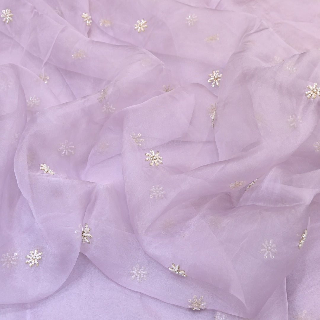 Silk Organza Moti & Sequence Embroidery Designer Fabric- PA2178-3