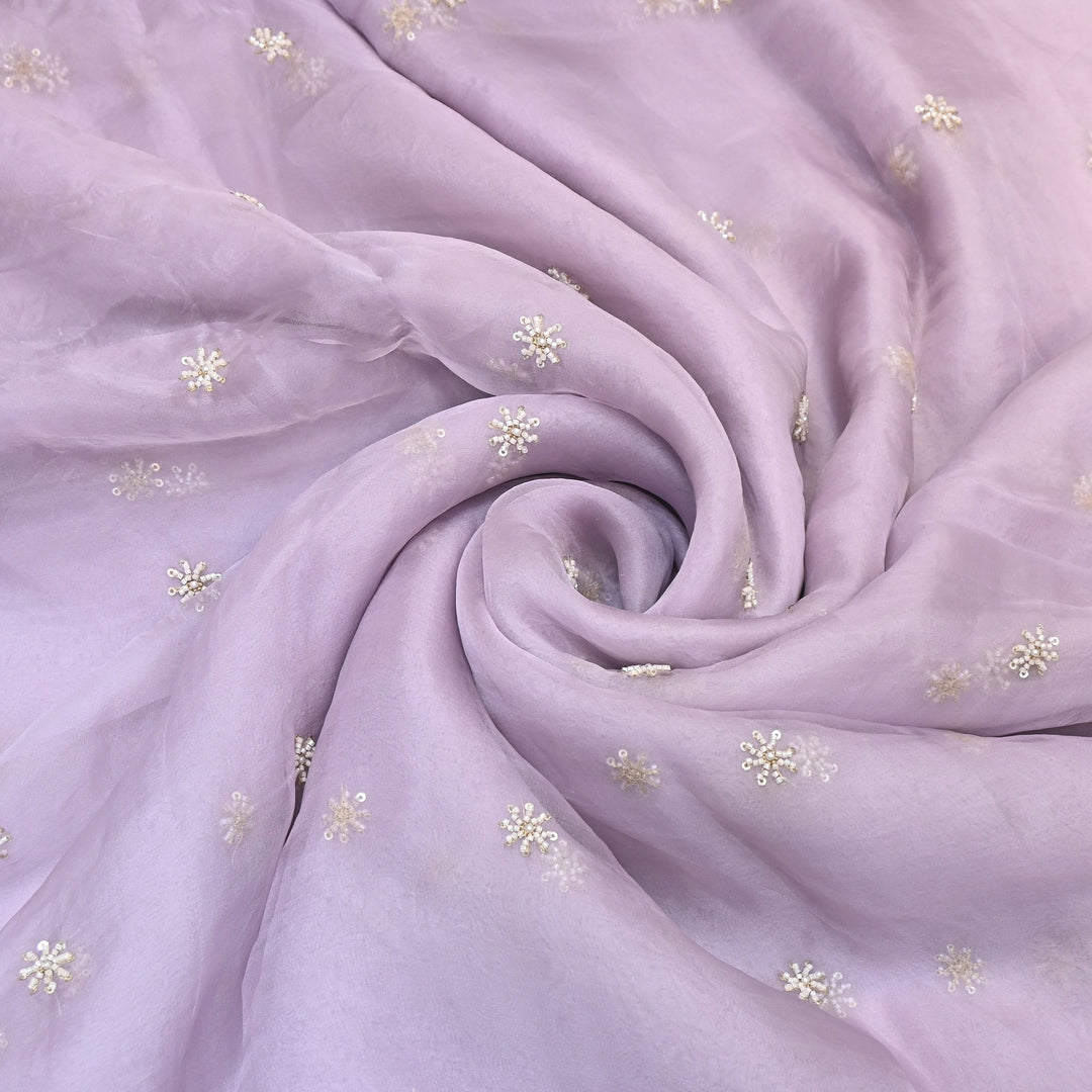 Silk Organza Moti & Sequence Embroidery Designer Fabric- PA2178-3