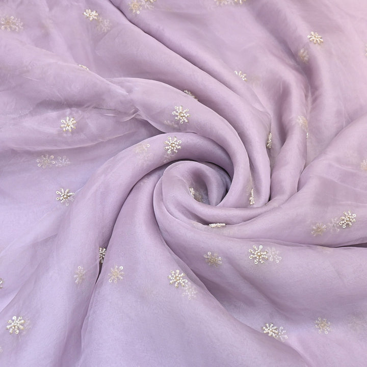 Silk Organza Moti & Sequence Embroidery Designer Fabric- PA2178-3