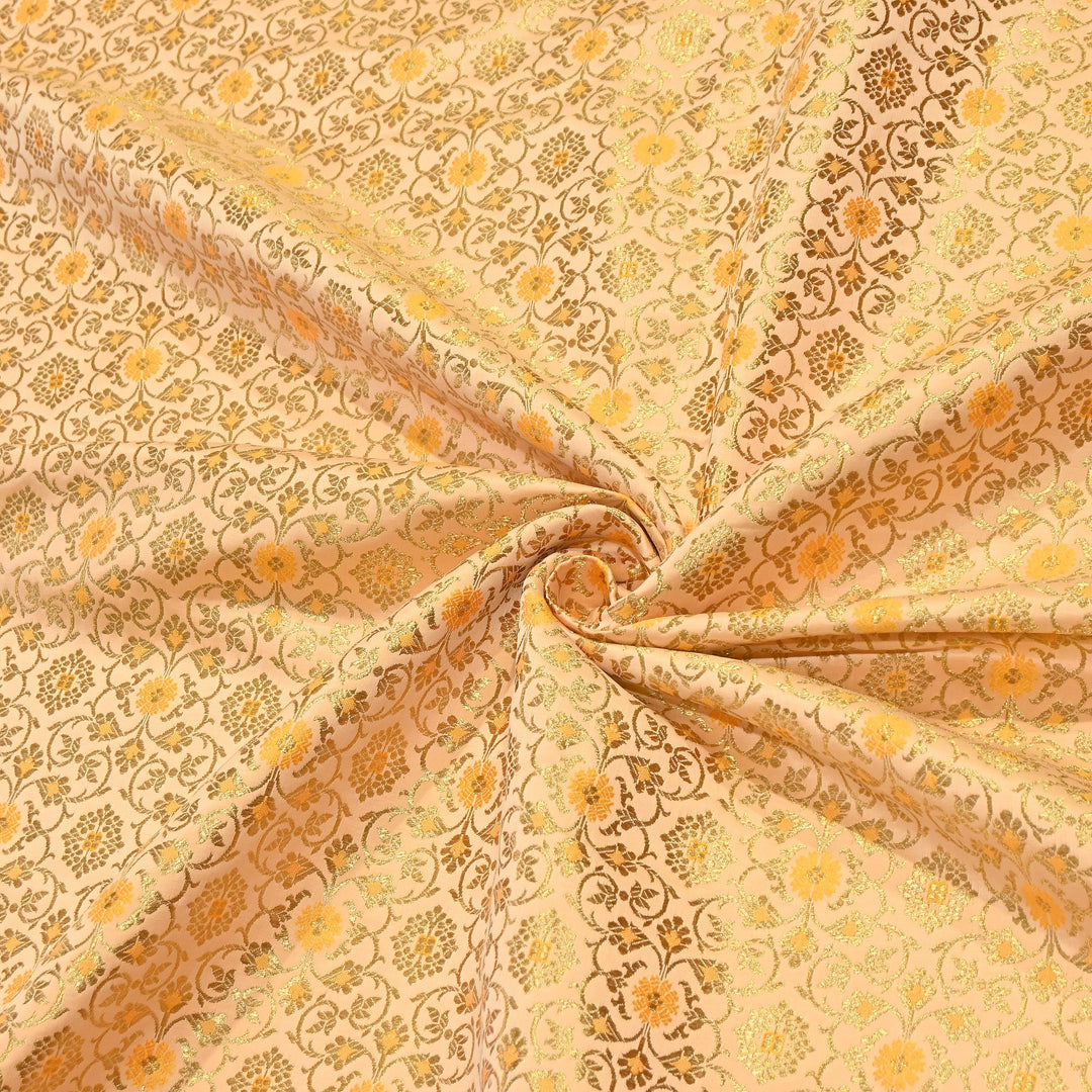 Premium Satin Zari Ideal Brocade Fabric | Luxury Traditional Designer Brocade Fabric | HS0081-4