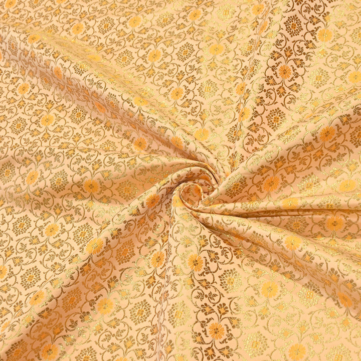 Premium Satin Zari Ideal Brocade Fabric | Luxury Traditional Designer Brocade Fabric | HS0081-4