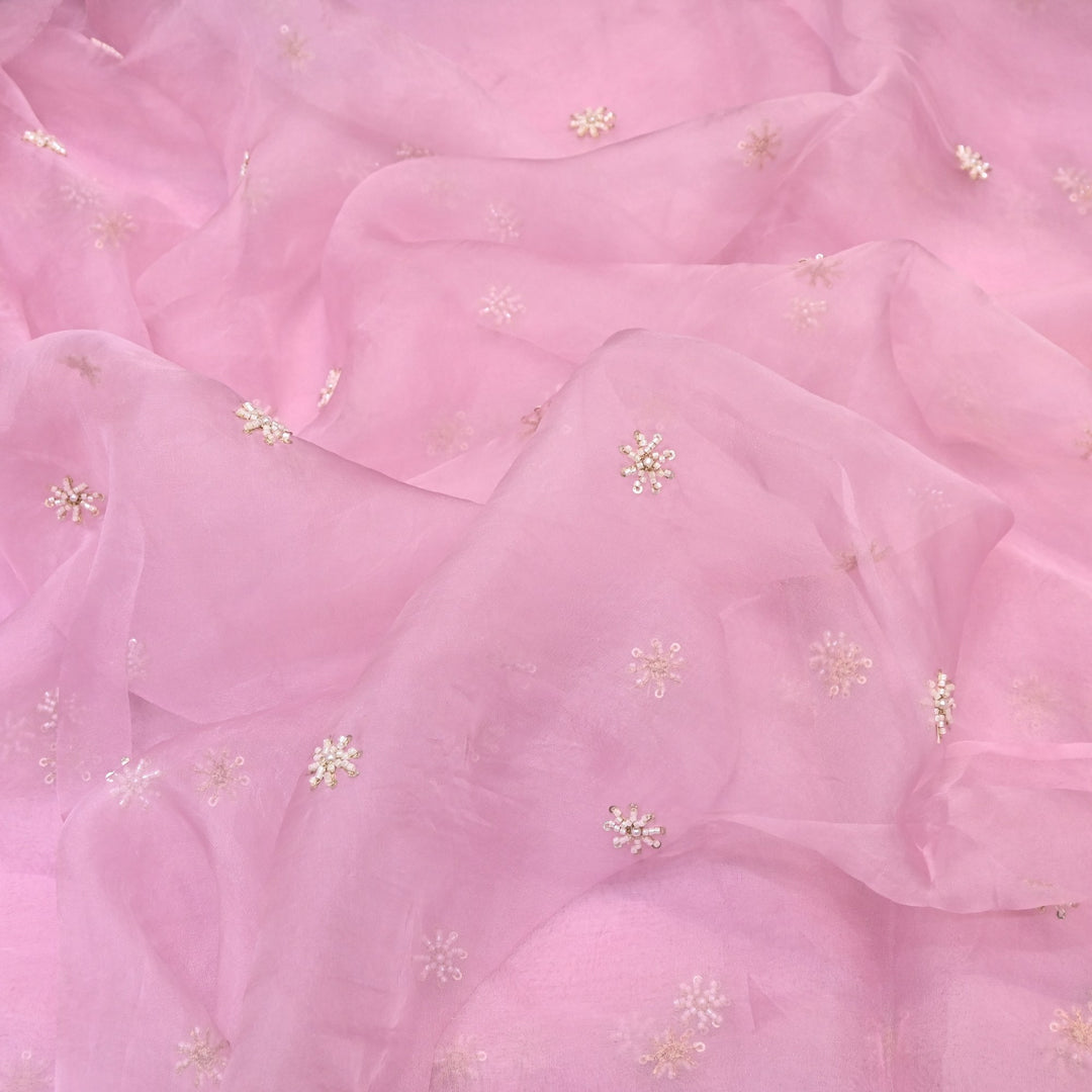 Silk Organza Moti & Sequence Embroidery Designer Fabric- PA2178-5