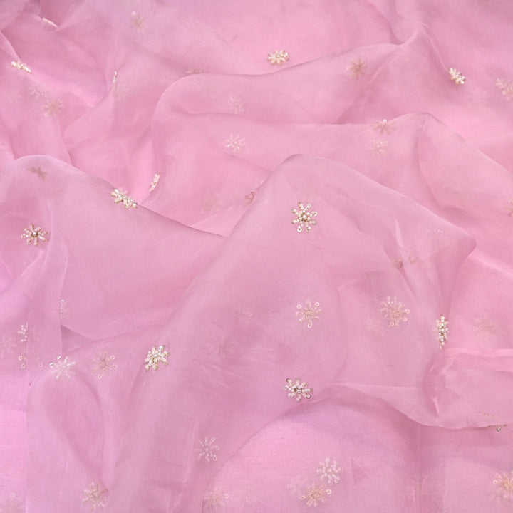 Silk Organza Moti & Sequence Embroidery Designer Fabric- PA2178-5