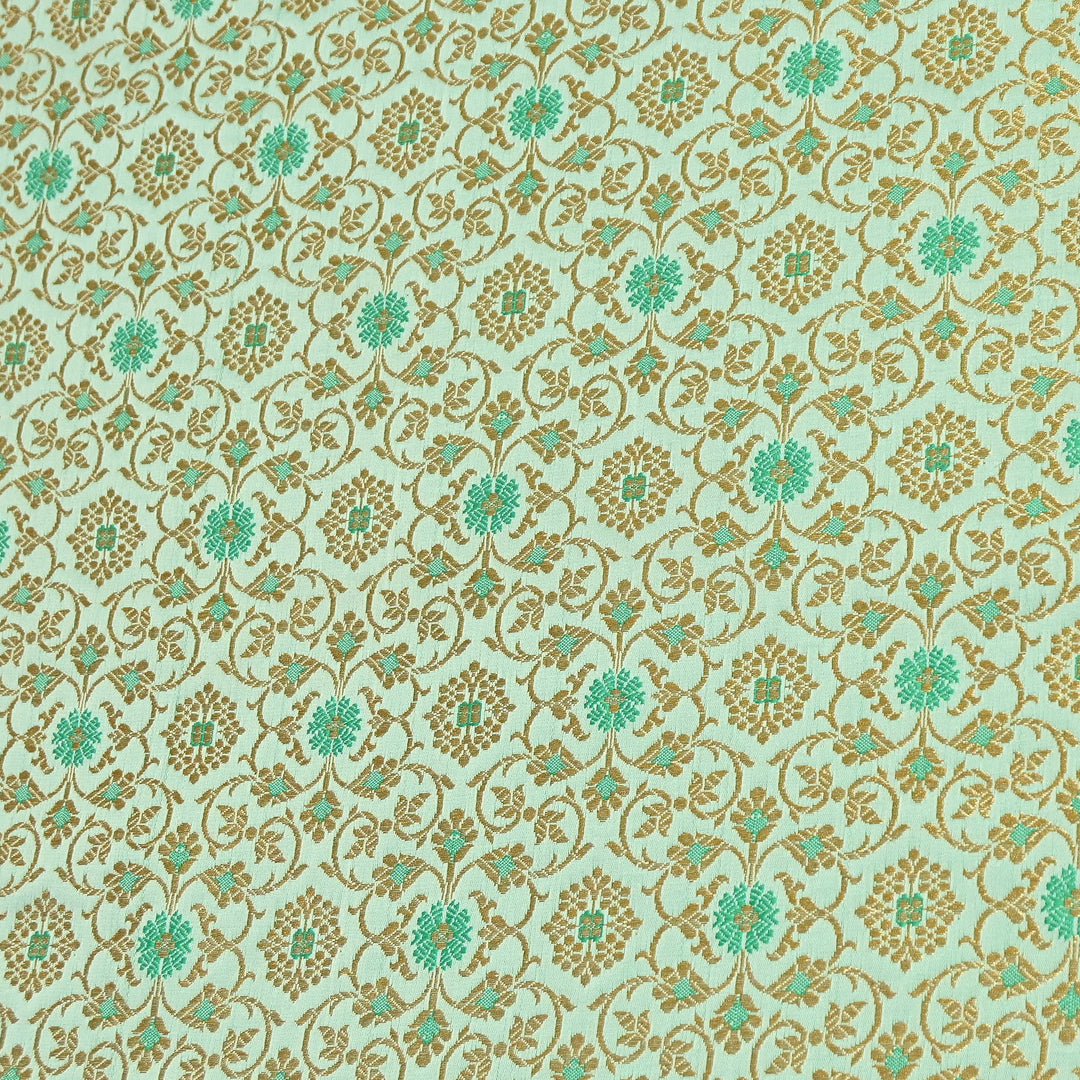 Premium Satin Zari Ideal Brocade Fabric | Luxury Traditional Designer Brocade Fabric | HS0081-5
