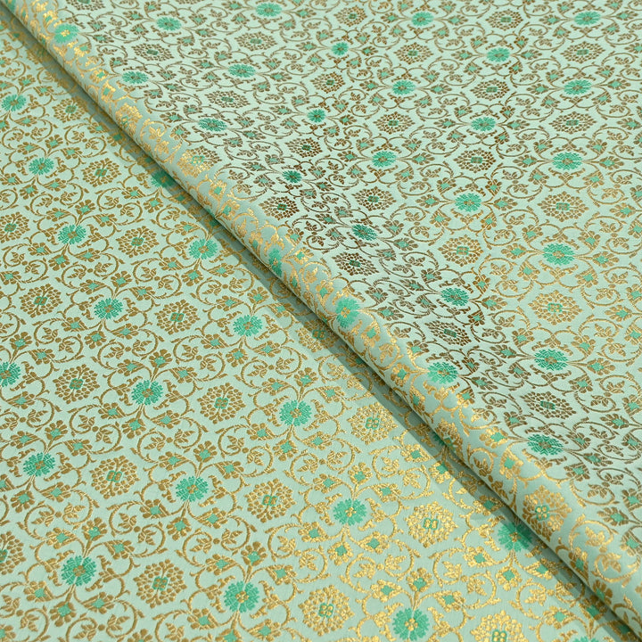 Premium Satin Zari Ideal Brocade Fabric | Luxury Traditional Designer Brocade Fabric | HS0081-5