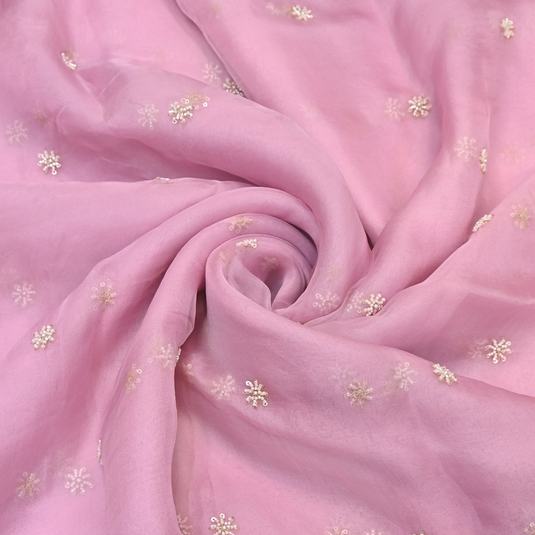 Silk Organza Moti & Sequence Embroidery Designer Fabric- PA2178-5