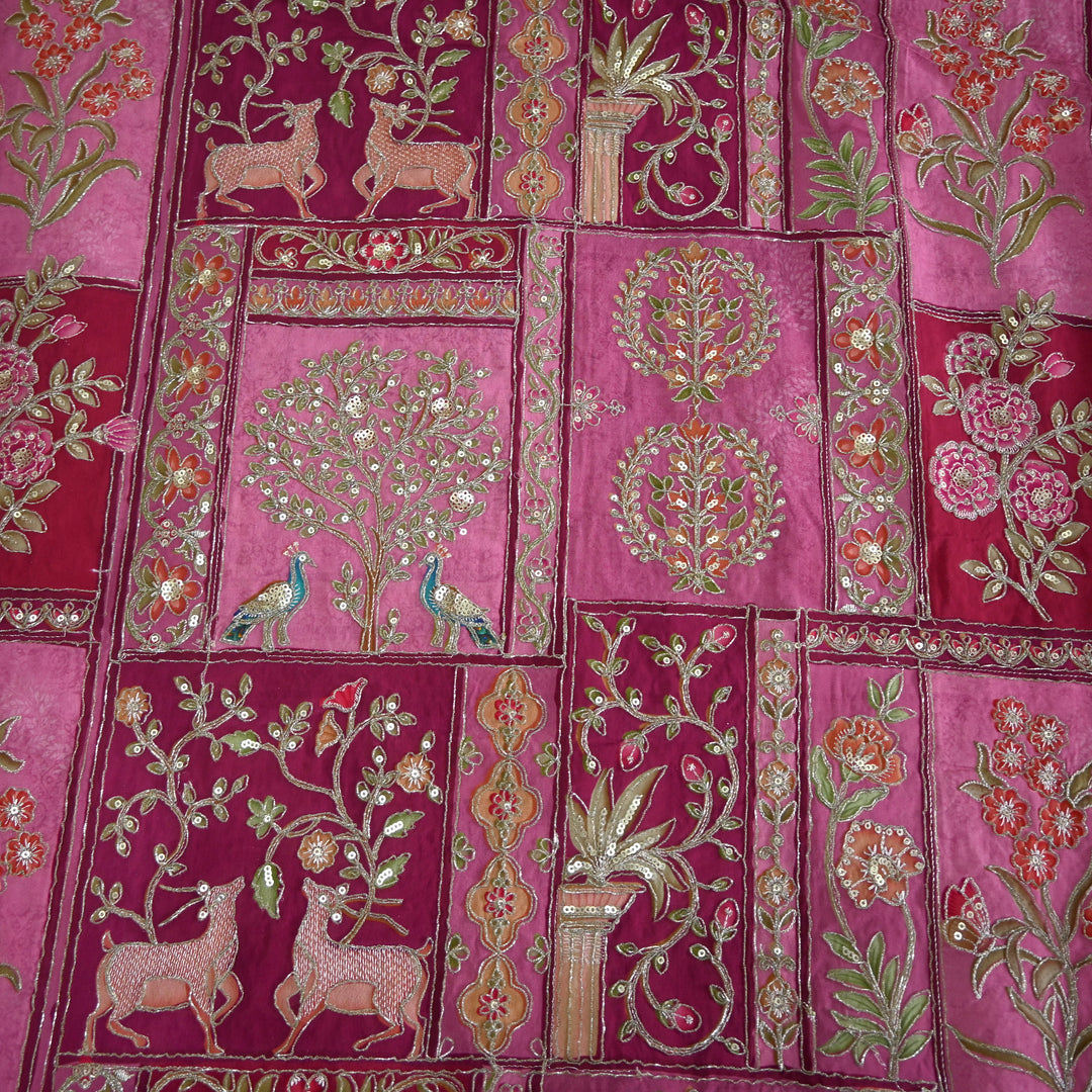 Crape Position Print Zari Sequence Embroidery Fabrics