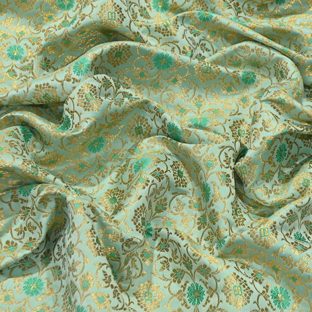 Premium Satin Zari Ideal Brocade Fabric | Luxury Traditional Designer Brocade Fabric | HS0081-5