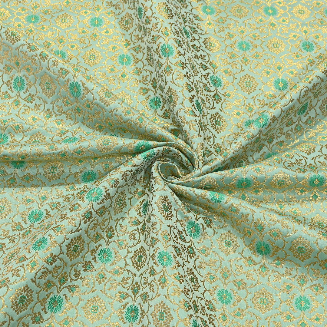 Premium Satin Zari Ideal Brocade Fabric | Luxury Traditional Designer Brocade Fabric | HS0081-5