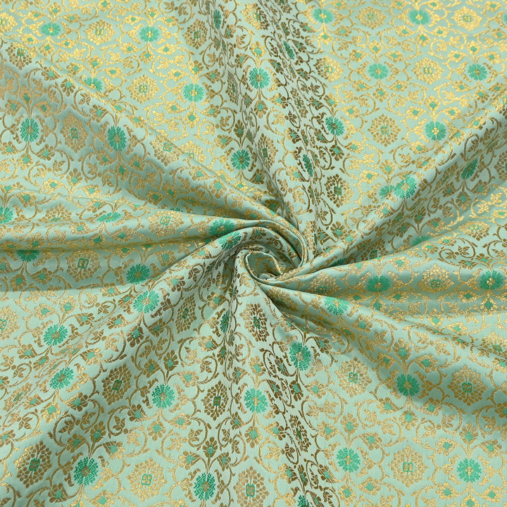 Premium Satin Zari Ideal Brocade Fabric | Luxury Traditional Designer Brocade Fabric | HS0081-5