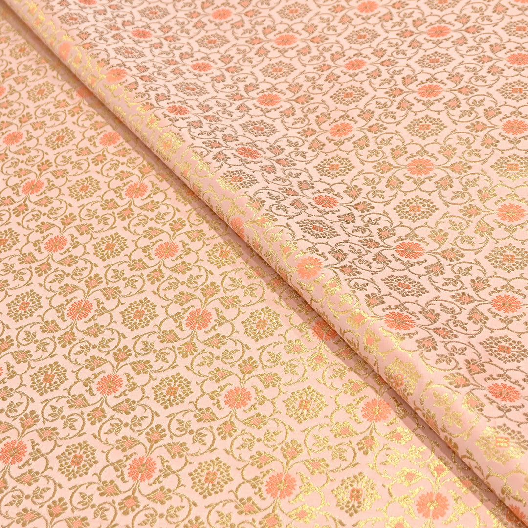 Premium Satin Zari Ideal Brocade Fabric | Luxury Traditional Designer Brocade Fabric | HS0081-6