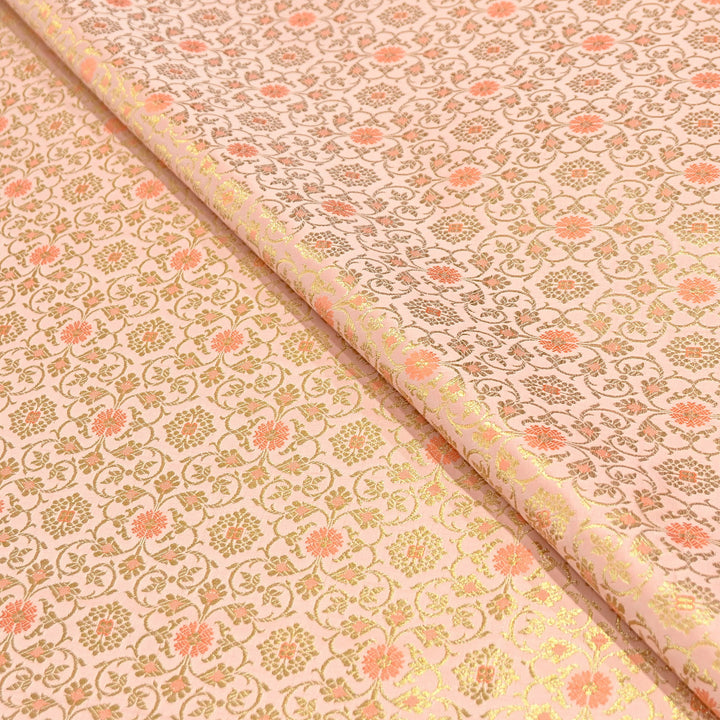 Premium Satin Zari Ideal Brocade Fabric | Luxury Traditional Designer Brocade Fabric | HS0081-6