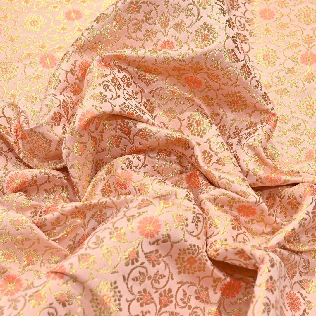 Premium Satin Zari Ideal Brocade Fabric | Luxury Traditional Designer Brocade Fabric | HS0081-6
