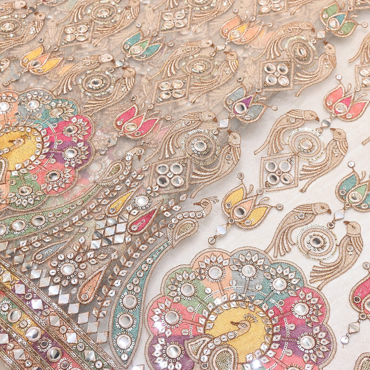 Premium Net Moti Zari & Sequins Embroidery Fabric 54" | Designer Fabrics | V2800C