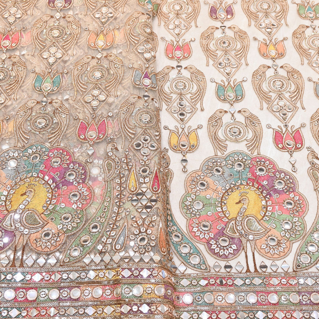 Premium Net Moti Zari & Sequins Embroidery Fabric 54" | Designer Fabrics | V2800C