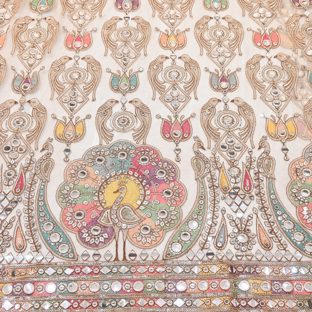 Premium Net Moti Zari & Sequins Embroidery Fabric 54" | Designer Fabrics | V2800C
