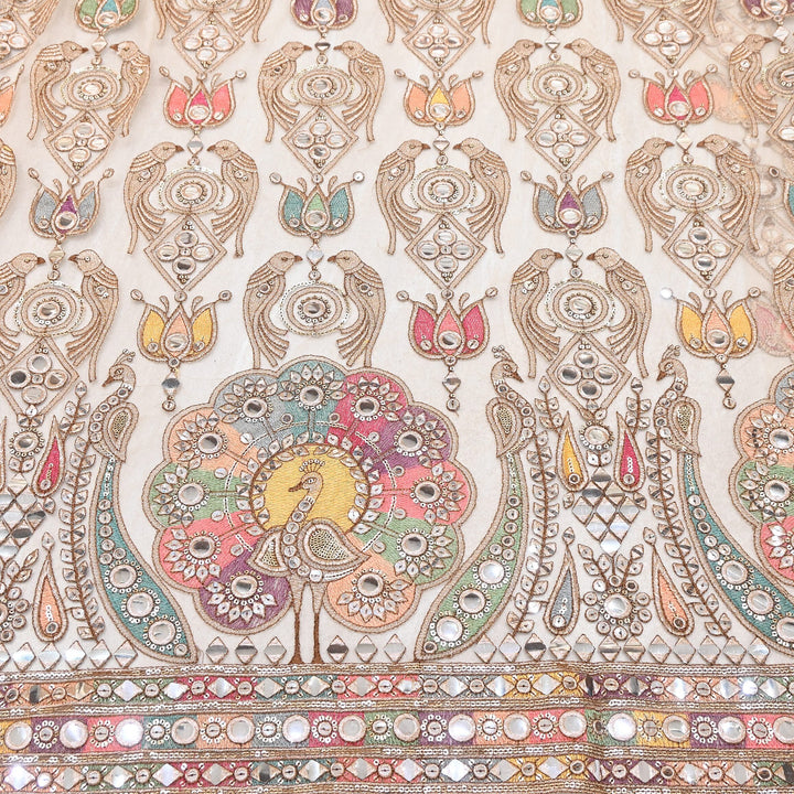 Premium Net Moti Zari & Sequins Embroidery Fabric 54" | Designer Fabrics | V2800C