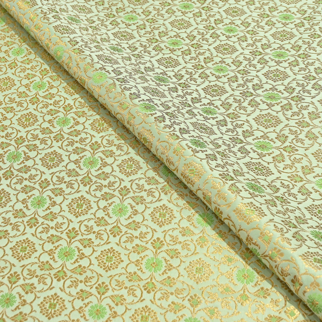 Premium Satin Zari Ideal Brocade Fabric | Luxury Traditional Designer Brocade Fabric | HS0081-7