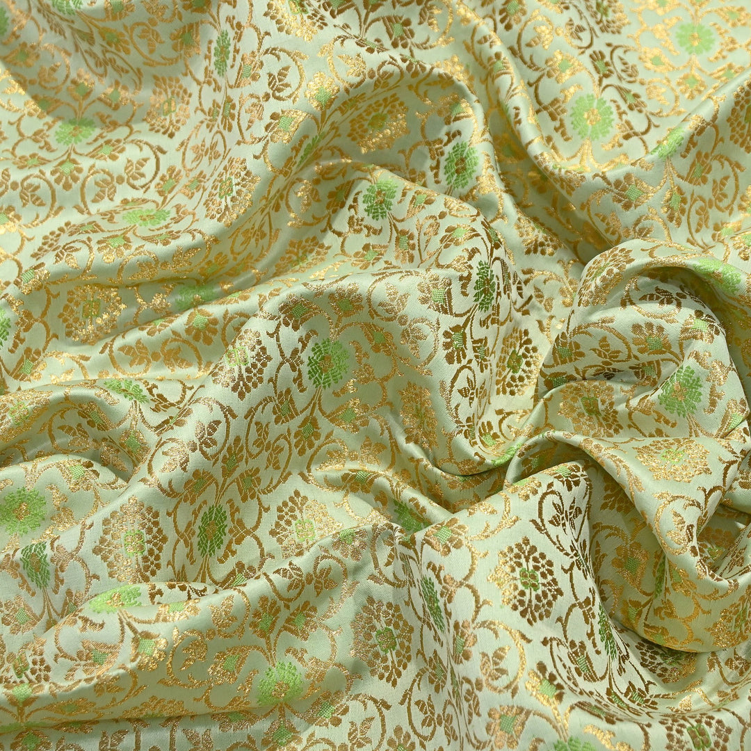 Premium Satin Zari Ideal Brocade Fabric | Luxury Traditional Designer Brocade Fabric | HS0081-7