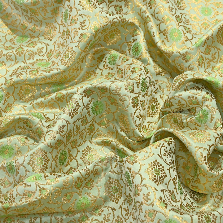 Premium Satin Zari Ideal Brocade Fabric | Luxury Traditional Designer Brocade Fabric | HS0081-7
