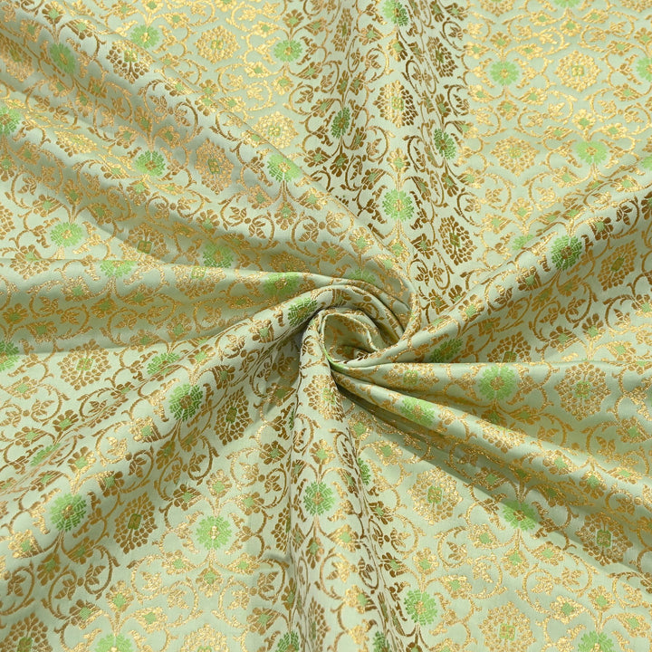 Premium Satin Zari Ideal Brocade Fabric | Luxury Traditional Designer Brocade Fabric | HS0081-7