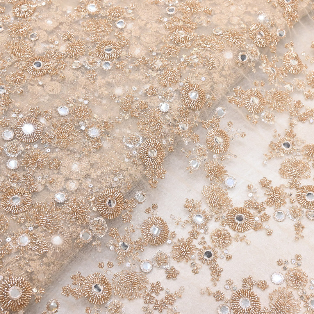 Premium Net Mirror Zari Moti & Sequins Embroidery | Designer Fabrics | V1623C