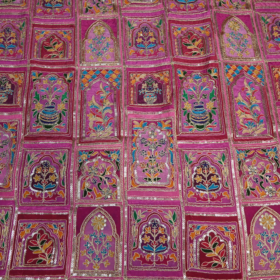 Beautiful Designer Crepe Position Prints, Zari & Sequin Embroidery Fabrics