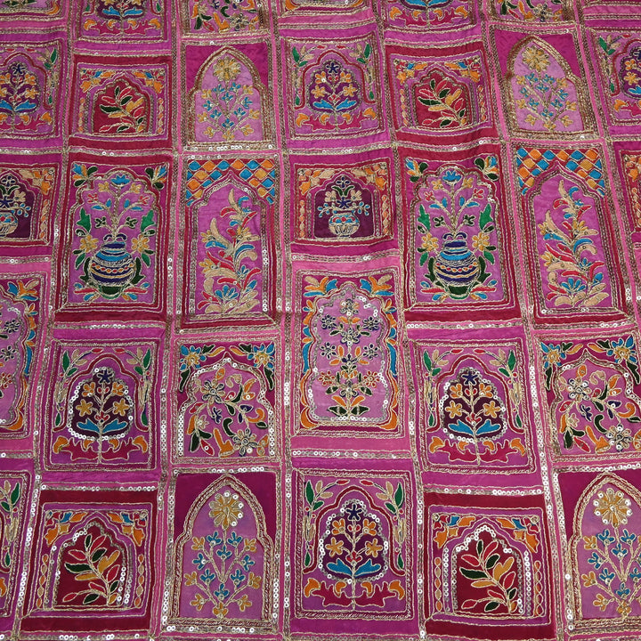 Beautiful Designer Crepe Position Prints, Zari & Sequin Embroidery Fabrics