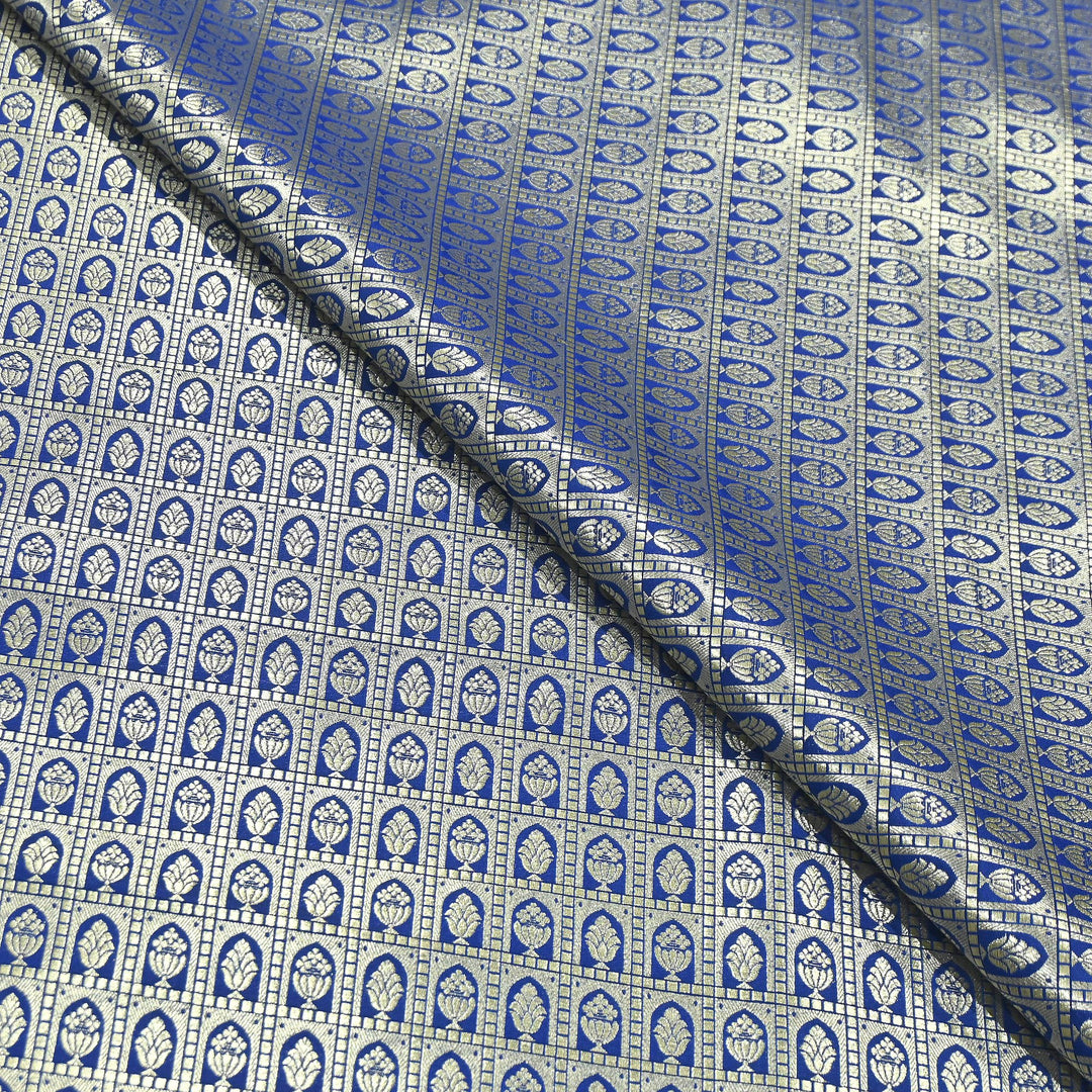 Chanderi Paudi Brocade Jaal Fabric – Traditional Designer Chanderi Silk Fabric | 180000-1