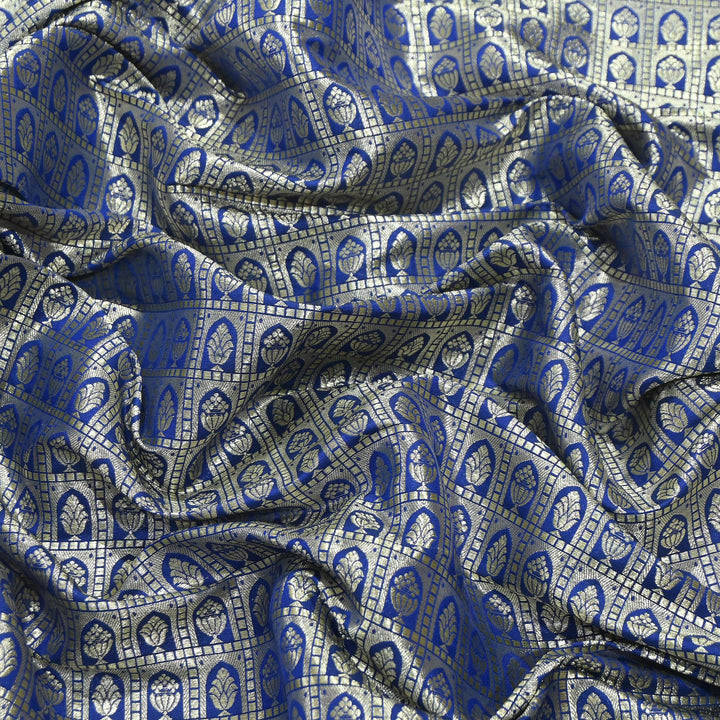 Chanderi Paudi Brocade Jaal Fabric – Traditional Designer Chanderi Silk Fabric | 180000-1
