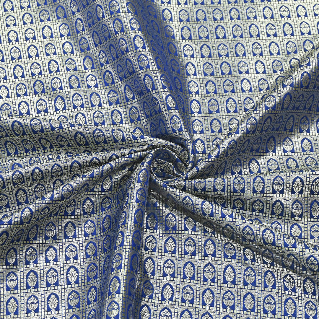 Chanderi Paudi Brocade Jaal Fabric – Traditional Designer Chanderi Silk Fabric | 180000-1