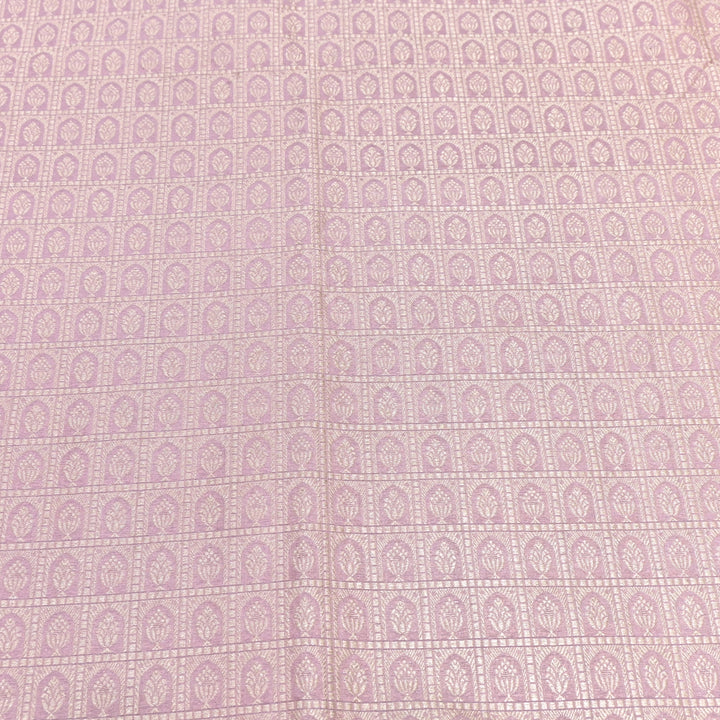 Blush Pink Color Pure Silk Alfi Zari Brocade Fabric 44" – Luxury Traditional Designer Fabric ZTF001-9