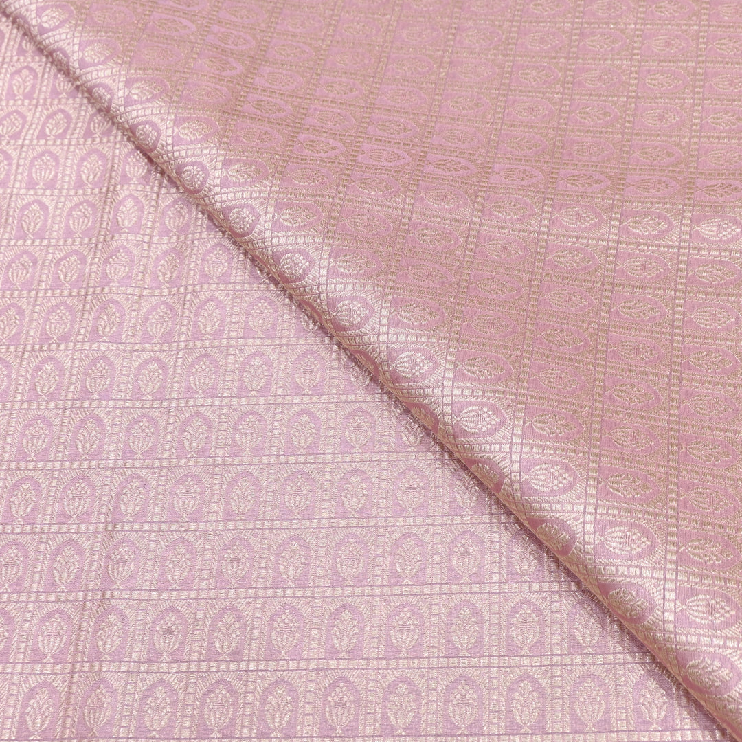Blush Pink Color Pure Silk Alfi Zari Brocade Fabric 44" – Luxury Traditional Designer Fabric ZTF001-9