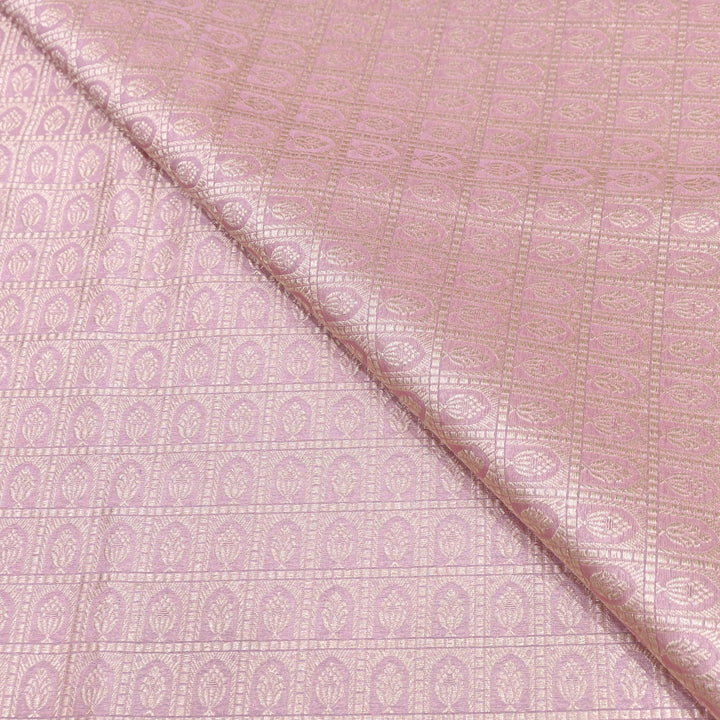 Blush Pink Color Pure Silk Alfi Zari Brocade Fabric 44" – Luxury Traditional Designer Fabric ZTF001-9