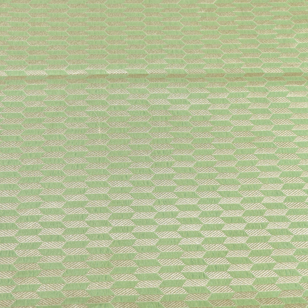 Light Green Color Pure Silk Alfi Zari Brocade Fabric 44" – Luxury Traditional Designer Fabric ZTF001-10
