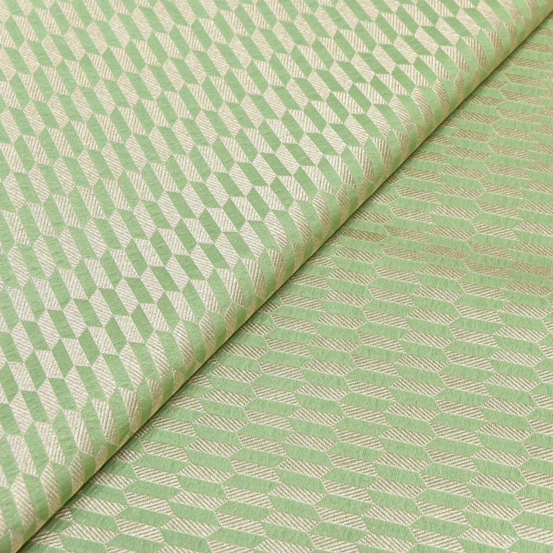 Light Green Color Pure Silk Alfi Zari Brocade Fabric 44" – Luxury Traditional Designer Fabric ZTF001-10