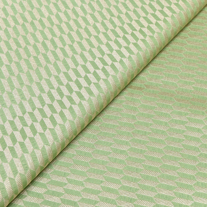 Light Green Color Pure Silk Alfi Zari Brocade Fabric 44" – Luxury Traditional Designer Fabric ZTF001-10