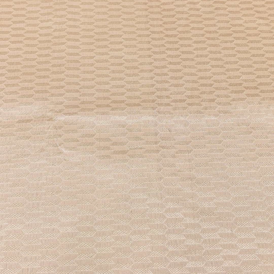 Beige Color Pure Silk Alfi Zari Brocade Fabric 44" – Luxury Traditional Designer Fabric ZTF001-12