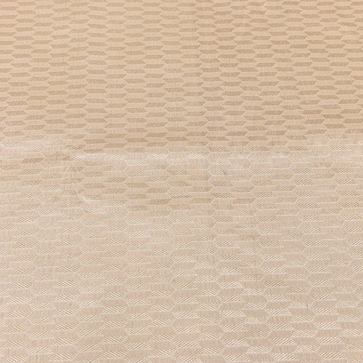 Beige Color Pure Silk Alfi Zari Brocade Fabric 44" – Luxury Traditional Designer Fabric ZTF001-12