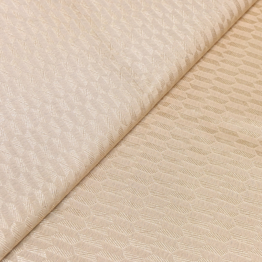 Beige Color Pure Silk Alfi Zari Brocade Fabric 44" – Luxury Traditional Designer Fabric ZTF001-12