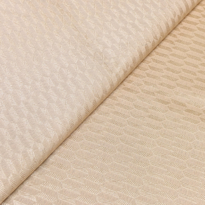 Beige Color Pure Silk Alfi Zari Brocade Fabric 44" – Luxury Traditional Designer Fabric ZTF001-12