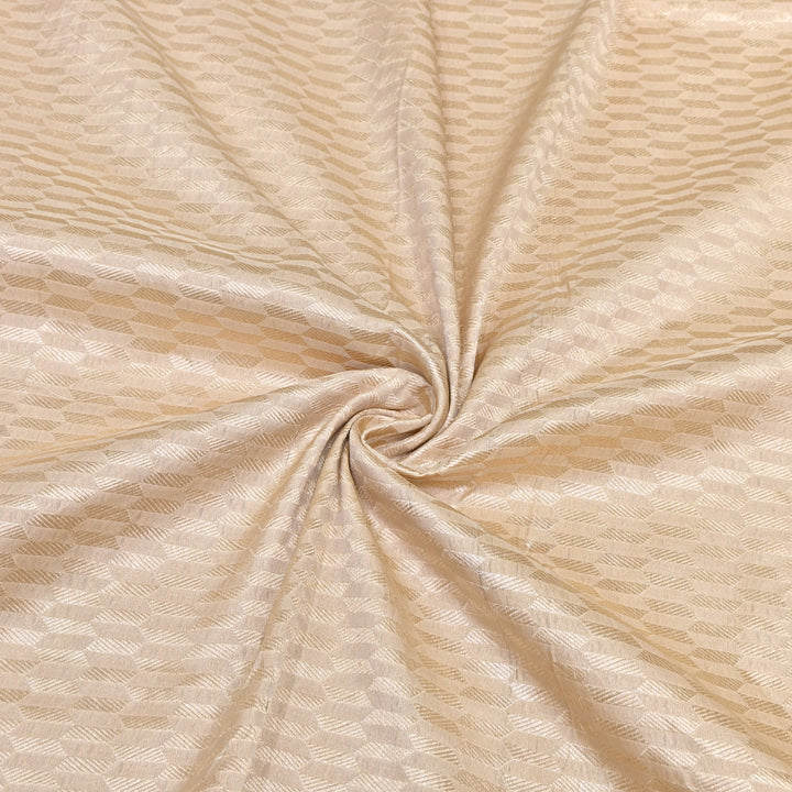Beige Color Pure Silk Alfi Zari Brocade Fabric 44" – Luxury Traditional Designer Fabric ZTF001-12