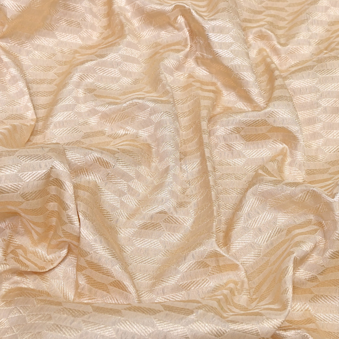 Beige Color Pure Silk Alfi Zari Brocade Fabric 44" – Luxury Traditional Designer Fabric ZTF001-12