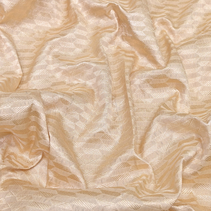Beige Color Pure Silk Alfi Zari Brocade Fabric 44" – Luxury Traditional Designer Fabric ZTF001-12