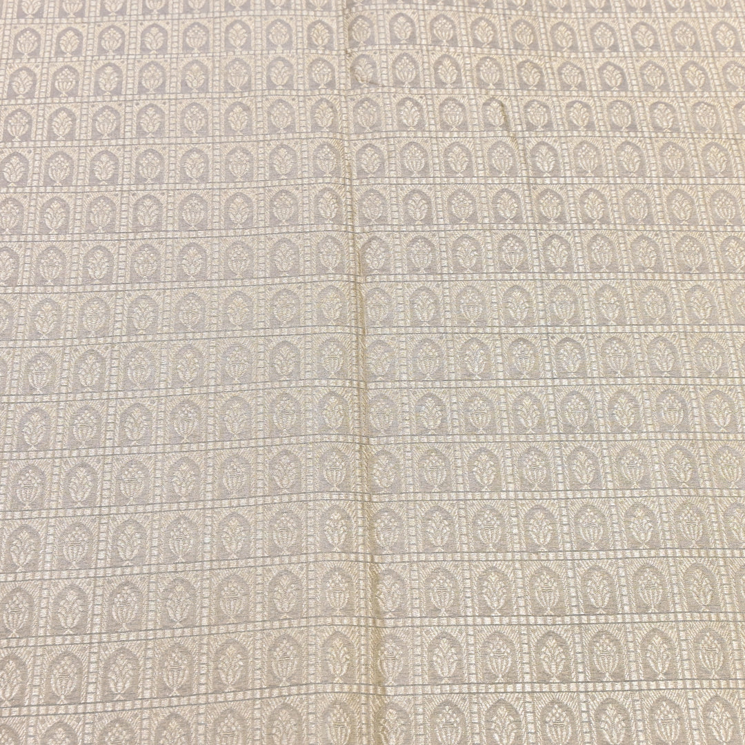 Light Gold Color Pure Silk Alfi Zari Brocade Fabric 44" – Luxury Traditional Designer Fabric ZTF001-13