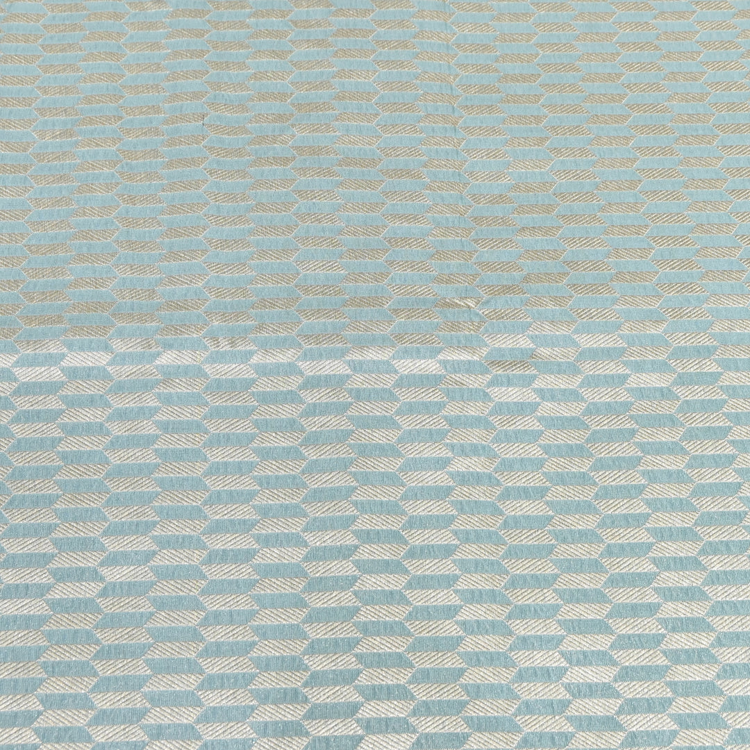 Sky Blue Color Pure Silk Alfi Zari Brocade Fabric 44" – Luxury Traditional Designer Fabric ZTF001-14