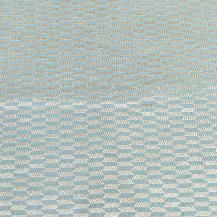 Sky Blue Color Pure Silk Alfi Zari Brocade Fabric 44" – Luxury Traditional Designer Fabric ZTF001-14