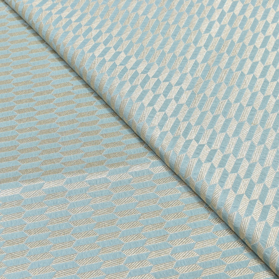Sky Blue Color Pure Silk Alfi Zari Brocade Fabric 44" – Luxury Traditional Designer Fabric ZTF001-14